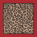 Leopard print satin scarf with red border by KASUMEE